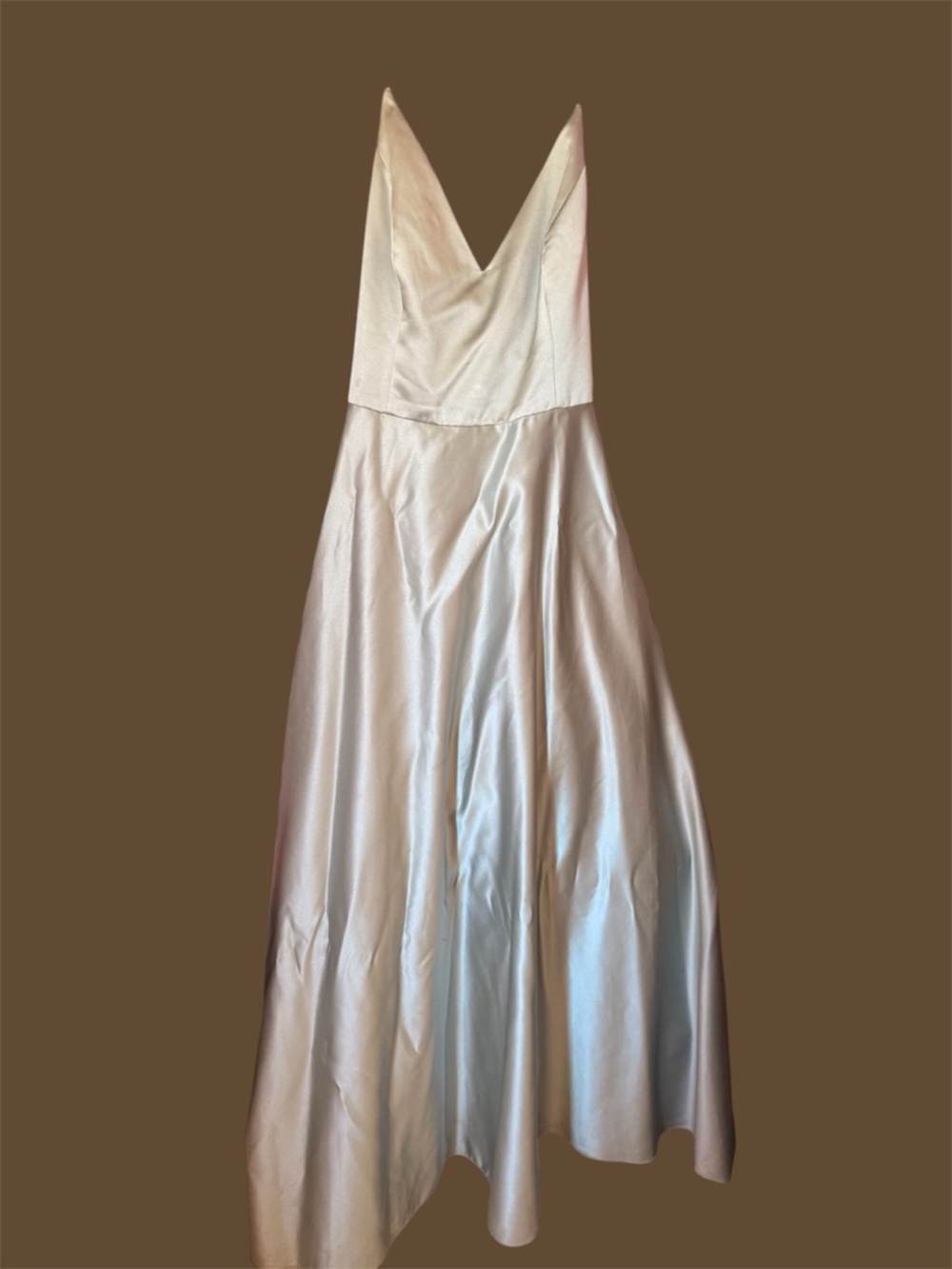 Elegant V-Neck Satin A-Line Dress in Sage Green